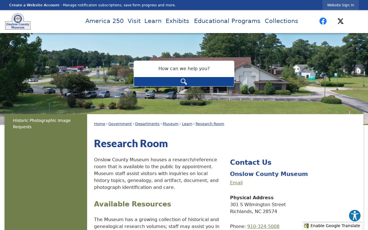 Onslow County city directory companion research at the Museum Research Room