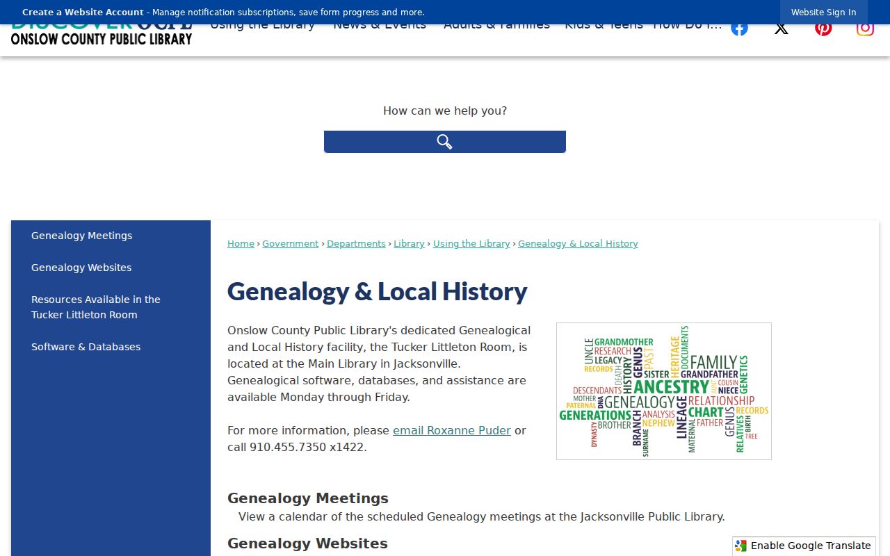 Onslow County city directory research at the Tucker Littleton Room