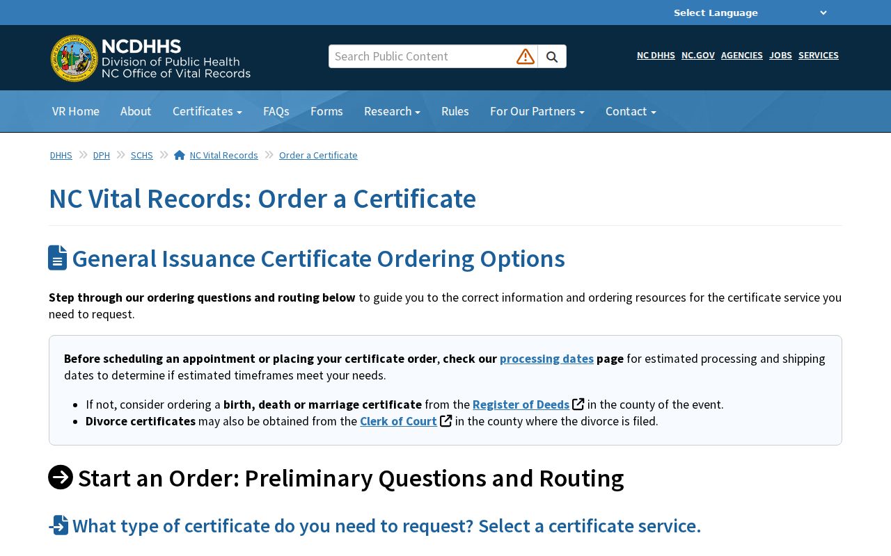 Onslow County residents directory North Carolina vital certificate order page
