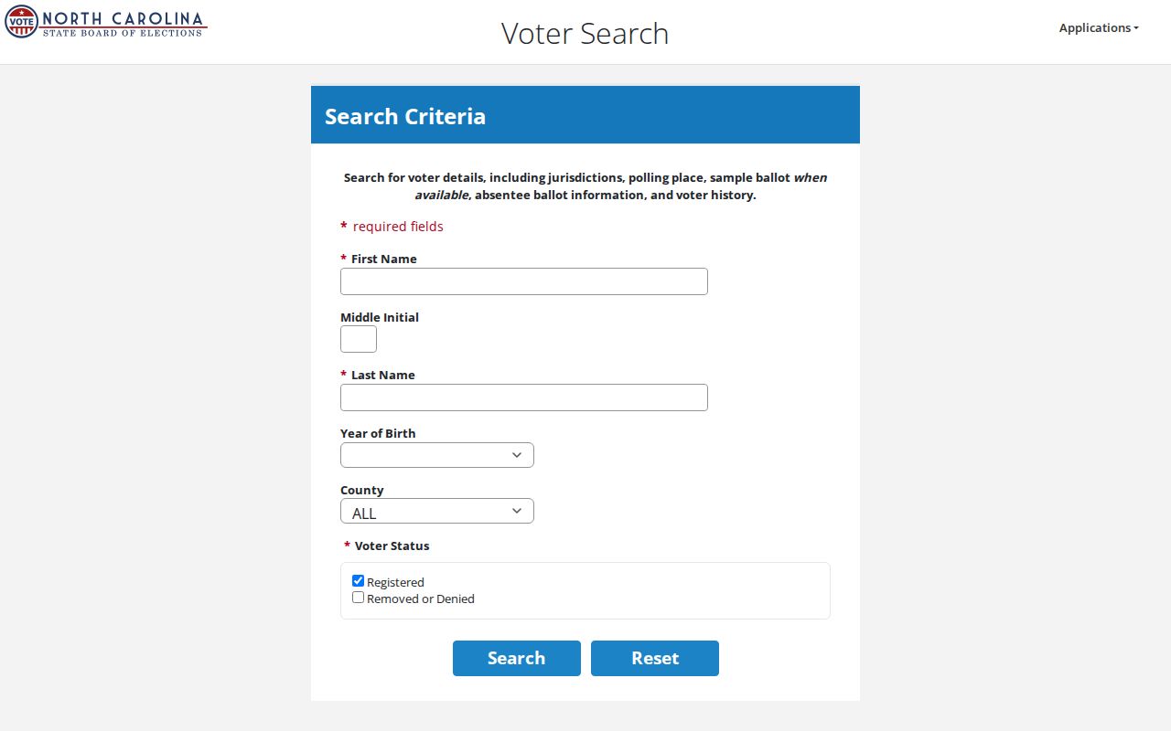Onslow County residents directory North Carolina voter search form