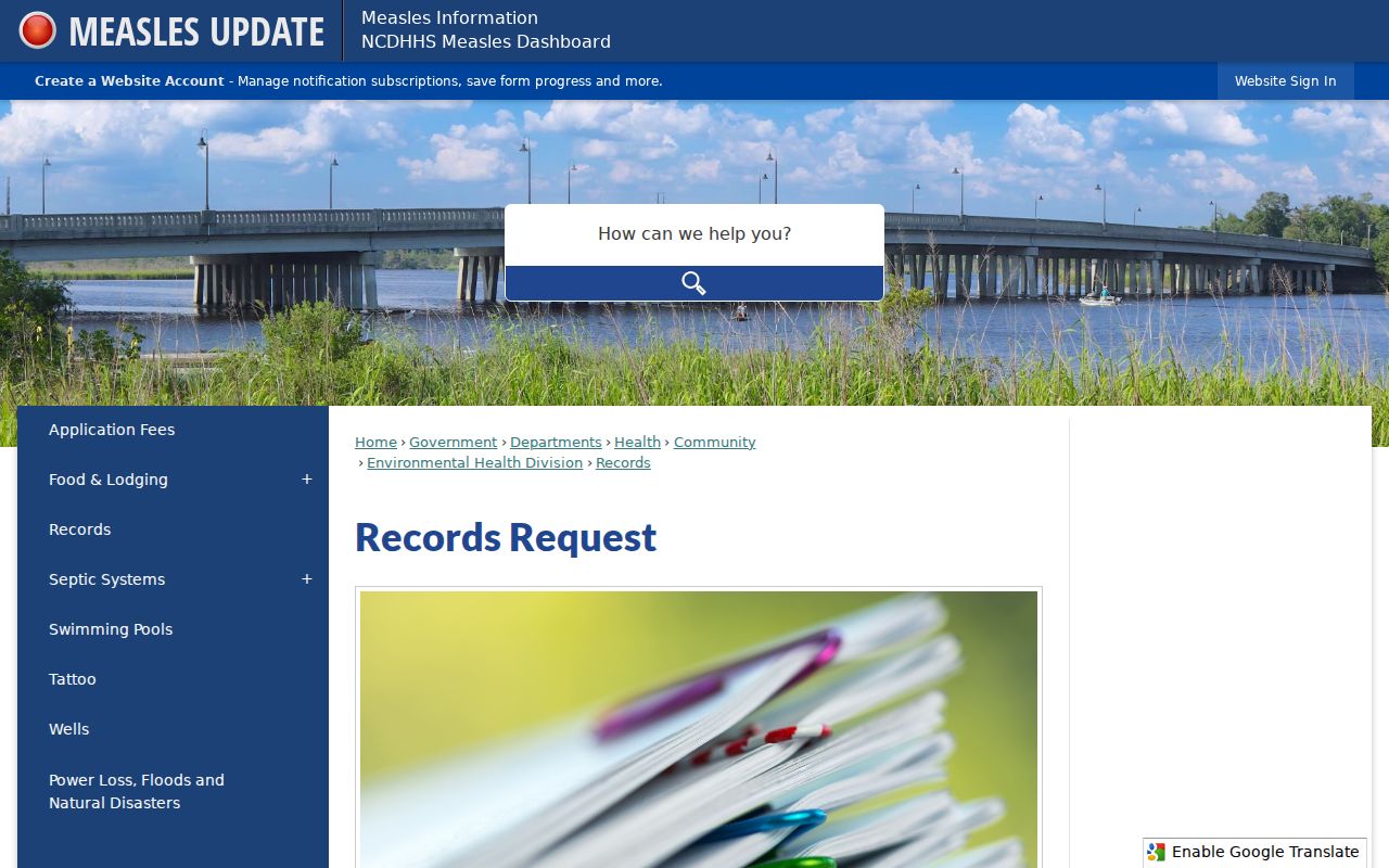 Onslow County residents directory public records request page