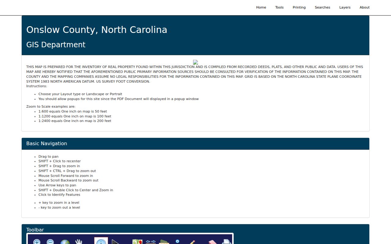 Onslow County street directory GIS viewer search help